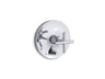 Purist® Rite-Temp® valve trim with push-button diverter and cross handle