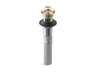 Bathroom sink drain with overflow and non-removable metal stopper