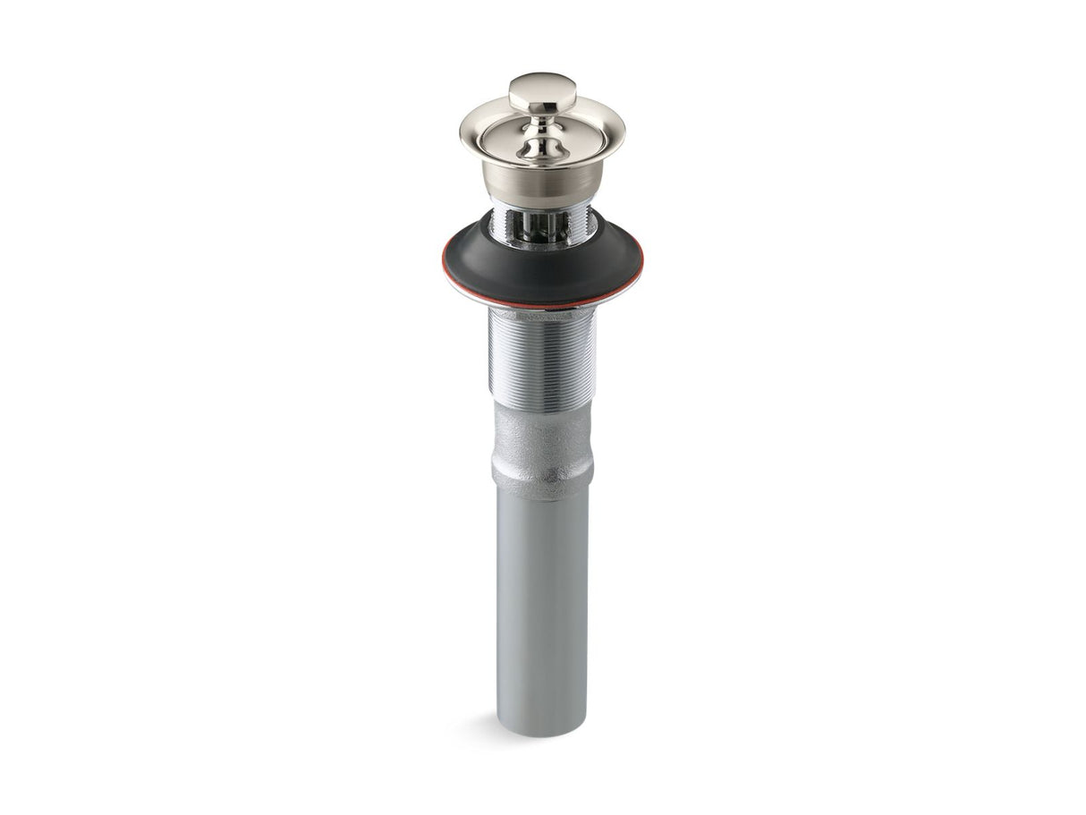 Bathroom sink drain with overflow and non-removable metal stopper