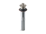 Bathroom sink drain with non-removable metal stopper and without overflow