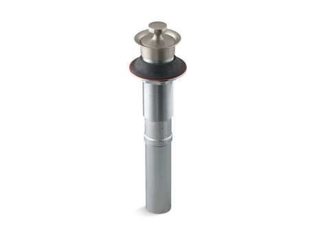 Bathroom sink drain with non-removable metal stopper and without overflow