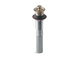 Bathroom sink drain with non-removable metal stopper and without overflow
