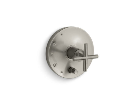 Purist® Rite-Temp® valve trim with push-button diverter and cross handle