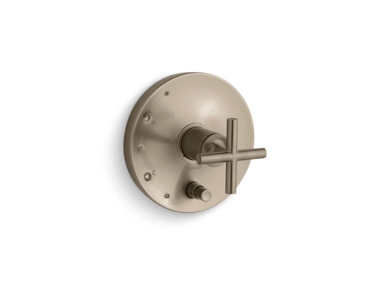 Purist® Rite-Temp® valve trim with push-button diverter and cross handle