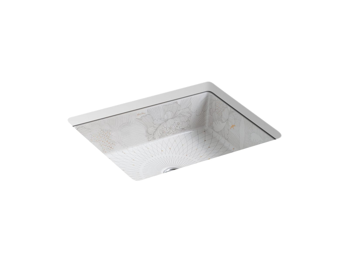 Empress Bouquet™ Kathryn® 19-3/4" square undermount bathroom sink, no overflow