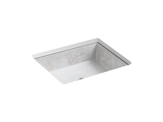 Empress Bouquet™ Kathryn® 19-3/4" square undermount bathroom sink, no overflow