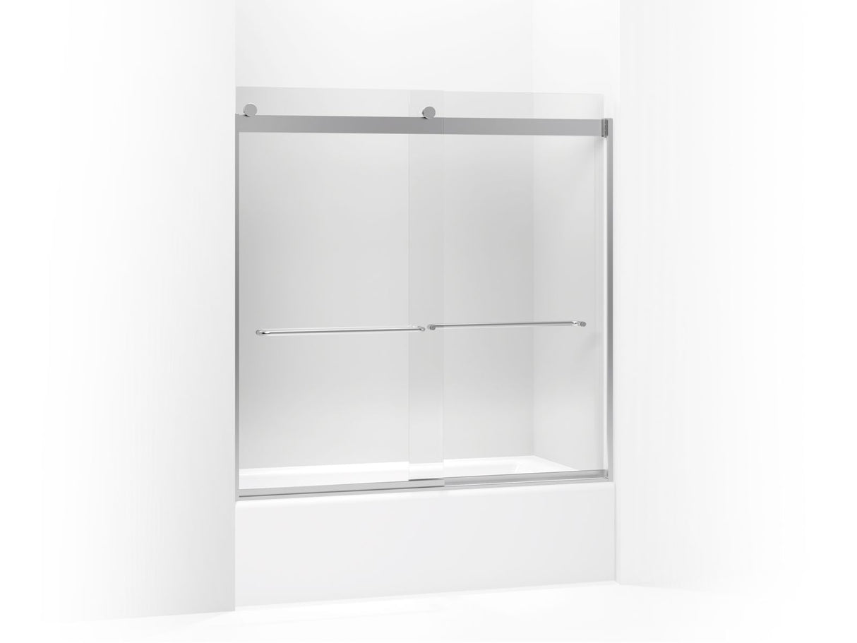 Levity® 56-5/8"-59-5/8" W x 59-3/4" H bypass bath door with 1/4"-thick Crystal Clear glass
