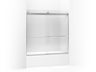 Levity® 56-5/8"-59-5/8" W x 59-3/4" H bypass bath door with 1/4"-thick Crystal Clear glass