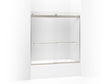 Levity® 56-5/8"-59-5/8" W x 59-3/4" H bypass bath door with 1/4"-thick Frosted glass