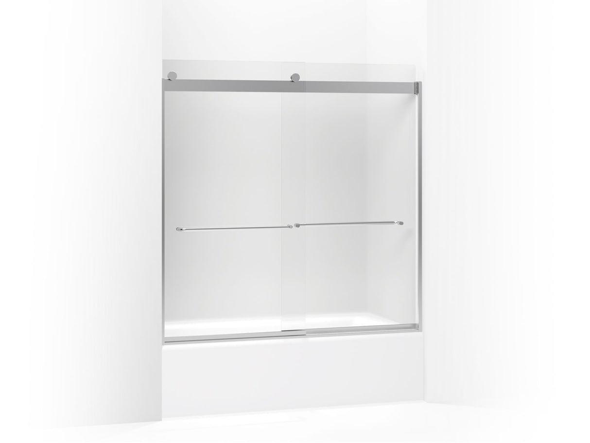 Levity® 56-5/8"-59-5/8" W x 59-3/4" H bypass bath door with 1/4"-thick Frosted glass