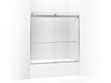Levity® 56-5/8"-59-5/8" W x 59-3/4" H bypass bath door with 1/4"-thick Frosted glass