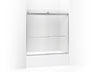 Levity® 56-5/8"-59-5/8" W x 59-3/4" H bypass bath door with 1/4"-thick Frosted glass