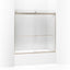 Levity® 56-5/8"-59-5/8" W x 59-3/4" H bypass bath door with 1/4"-thick Crystal Clear glass