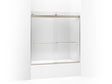 Levity® 56-5/8"-59-5/8" W x 59-3/4" H bypass bath door with 1/4"-thick Crystal Clear glass