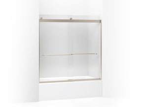 Levity® 56-5/8"-59-5/8" W x 59-3/4" H bypass bath door with 1/4"-thick Crystal Clear glass
