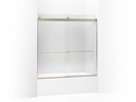 Levity® 56-5/8"-59-5/8" W x 59-3/4" H bypass bath door with 1/4"-thick Crystal Clear glass