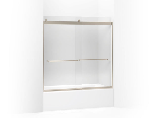 Levity® 56-5/8"-59-5/8" W x 59-3/4" H bypass bath door with 1/4"-thick Crystal Clear glass