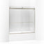 Levity® 56-5/8"-59-5/8" W x 59-3/4" H bypass bath door with 1/4"-thick Crystal Clear glass