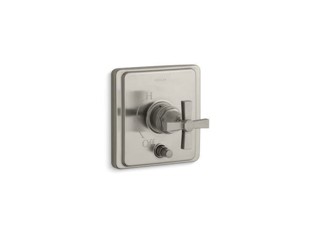 Pinstripe® Rite-Temp® valve trim with push-button diverter and cross handle