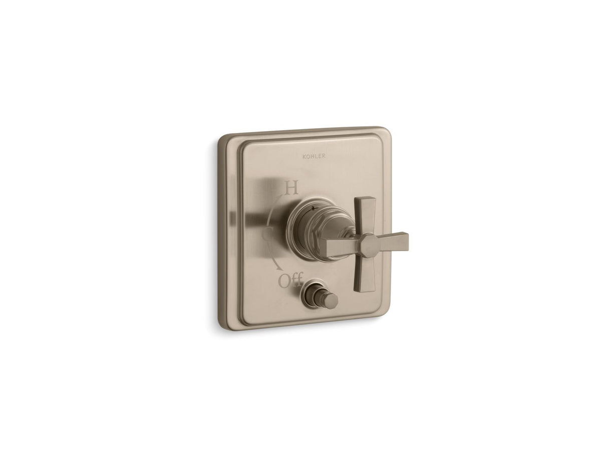Pinstripe® Rite-Temp® valve trim with push-button diverter and cross handle