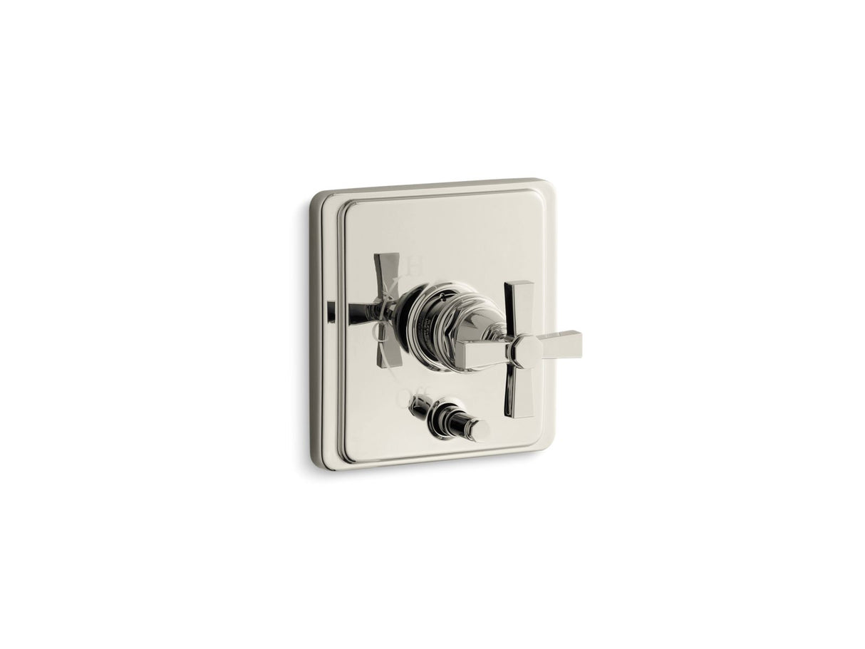 Pinstripe® Rite-Temp® valve trim with push-button diverter and cross handle