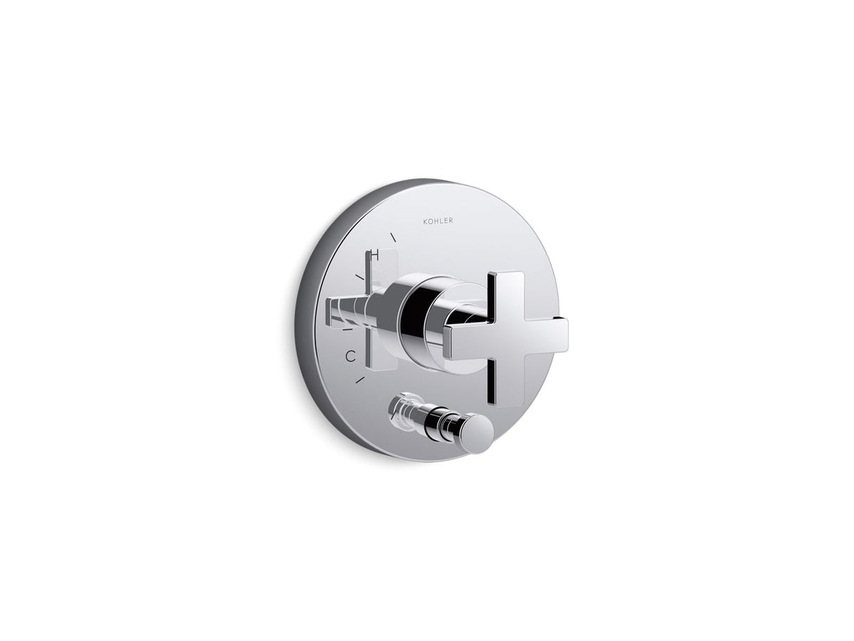 Composed® Rite-Temp® valve trim with push-button diverter and cross handle