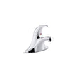 Coralais® Single-handle centerset bathroom sink faucet with pop-up drain, 0.5 gpm vandal-resistant aerator and red/blue indicator