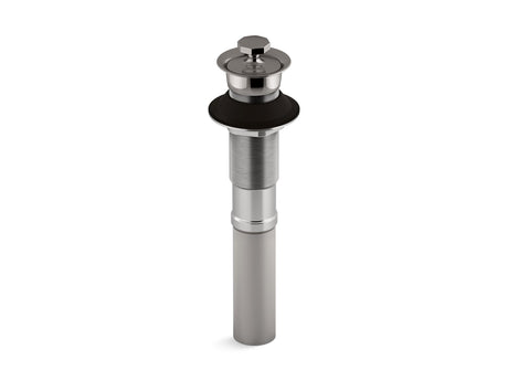 Bathroom sink drain with non-removable metal stopper and without overflow