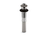 Bathroom sink drain with non-removable metal stopper and without overflow