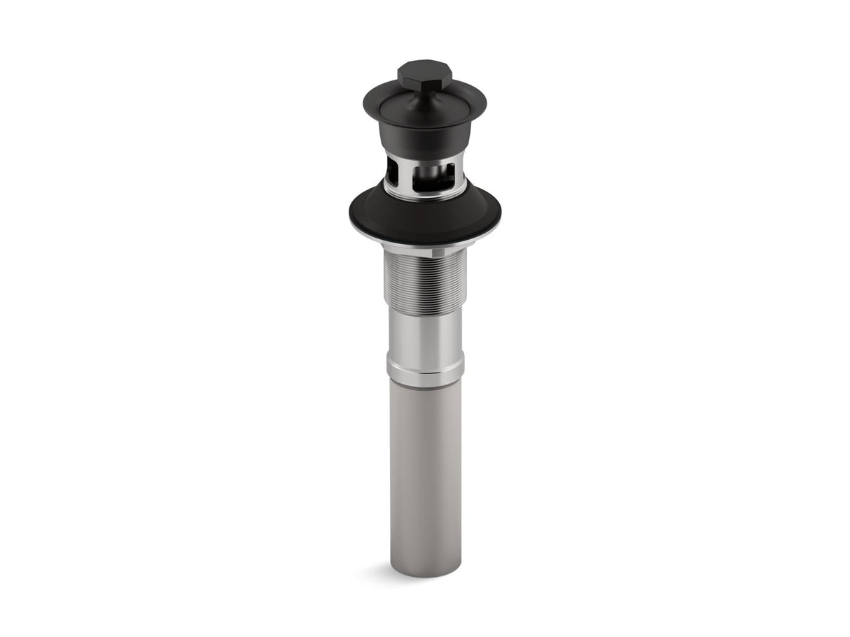 Bathroom sink drain with overflow and non-removable metal stopper