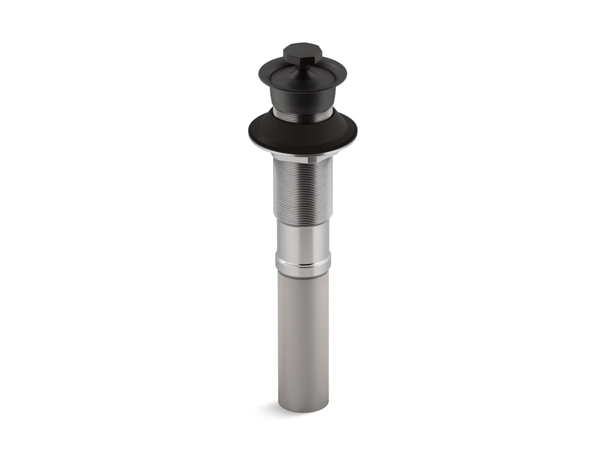 Bathroom sink drain with non-removable metal stopper and without overflow