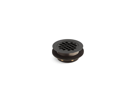 Round shower drain for use with plastic pipe, gasket included
