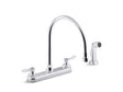 Triton® Bowe® 1.8 gpm kitchen sink faucet with 9-5/16" gooseneck spout, matching finish sidespray, aerated flow and wristblade handles