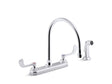Triton® Bowe® 1.8 gpm kitchen sink faucet with 9-5/16" gooseneck spout, matching finish sidespray, aerated flow and wristblade handles