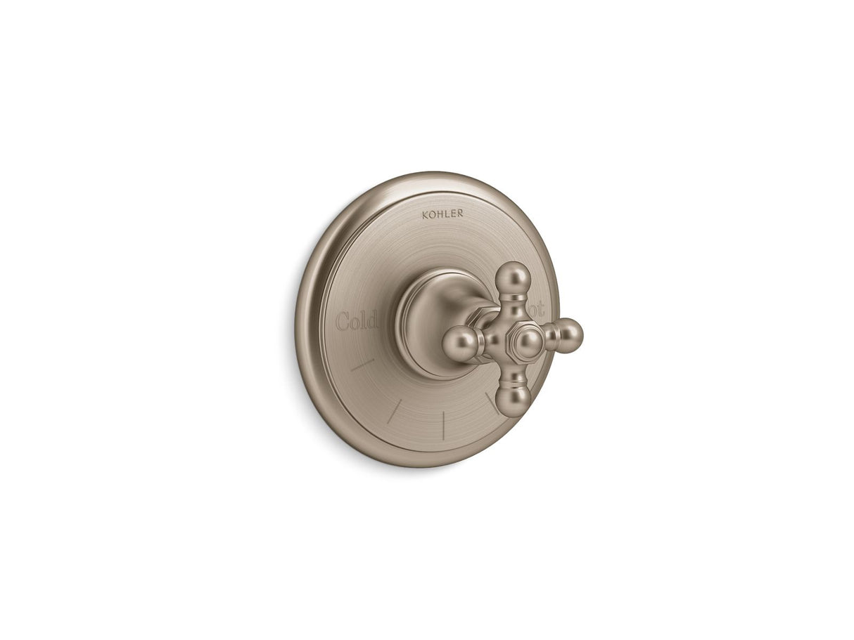 Artifacts® MasterShower® temperature control valve trim with cross handle