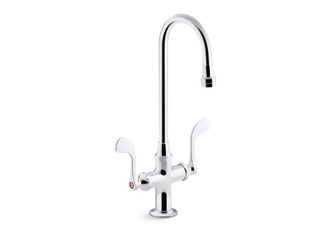 Triton® Bowe® 0.5 gpm monoblock gooseneck bathroom sink faucet with laminar flow and wristblade handles, drain not included