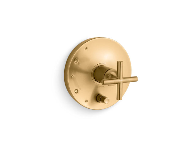Purist® Rite-Temp® valve trim with push-button diverter and cross handle