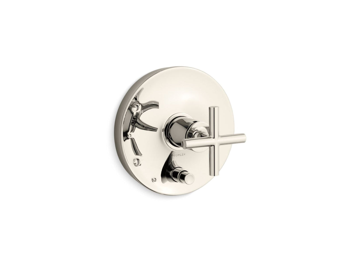 Purist® Rite-Temp® valve trim with push-button diverter and cross handle