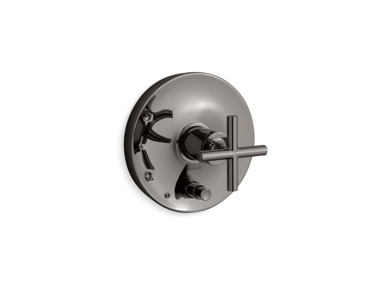 Purist® Rite-Temp® valve trim with push-button diverter and cross handle