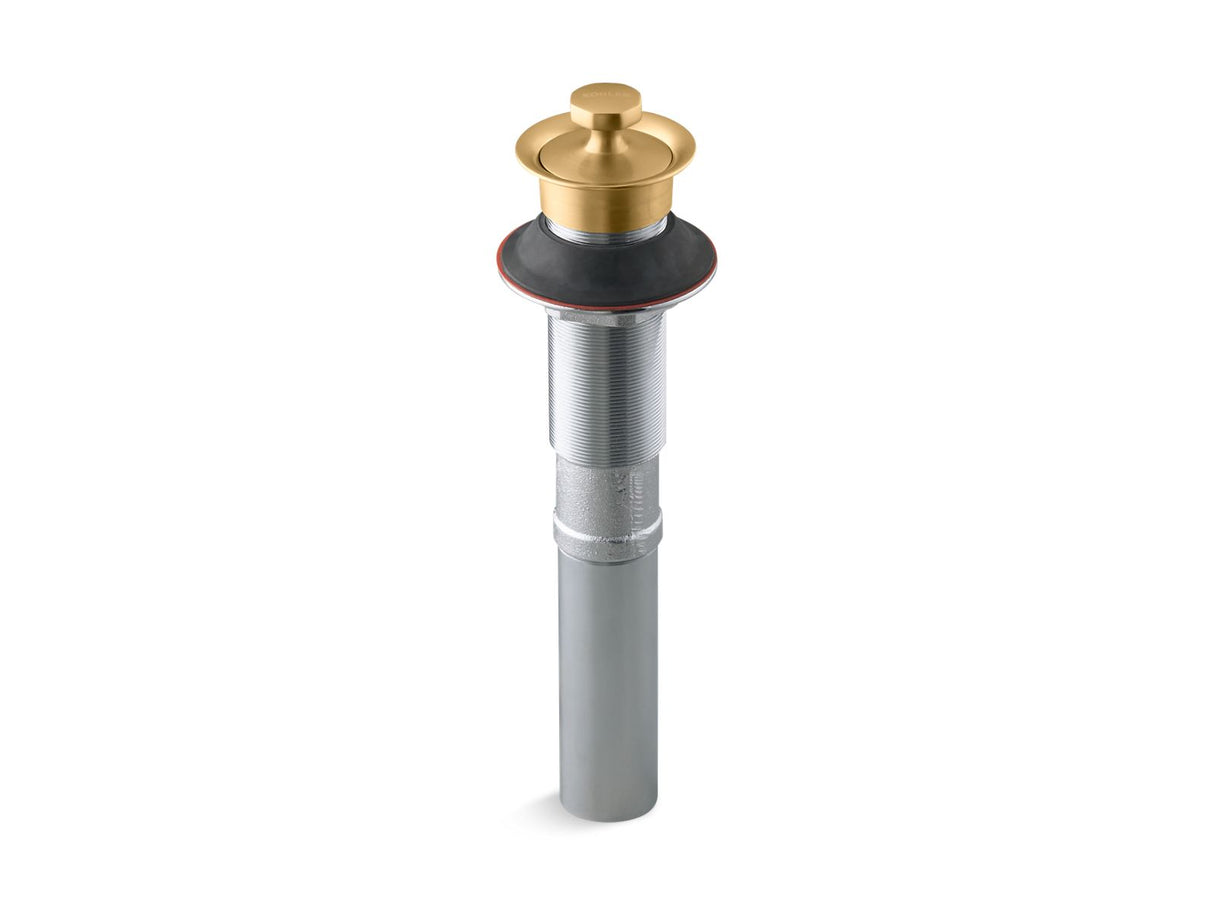 Bathroom sink drain with non-removable metal stopper and without overflow