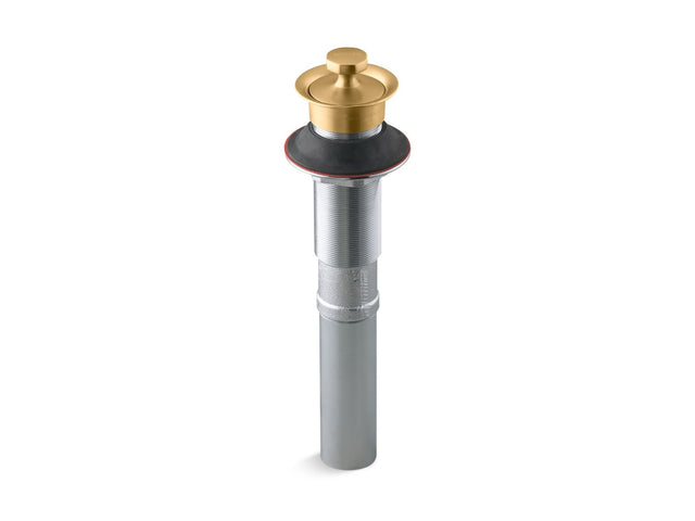 Bathroom sink drain with non-removable metal stopper and without overflow