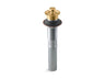 Bathroom sink drain with non-removable metal stopper and without overflow