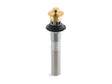 Bathroom sink drain with overflow and non-removable metal stopper