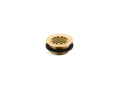 Round shower drain for use with plastic pipe, gasket included