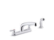 Triton® Bowe® 1.8 gpm kitchen sink faucet with 8-3/16" swing spout, matching finish sidespray, aerated flow and lever handles