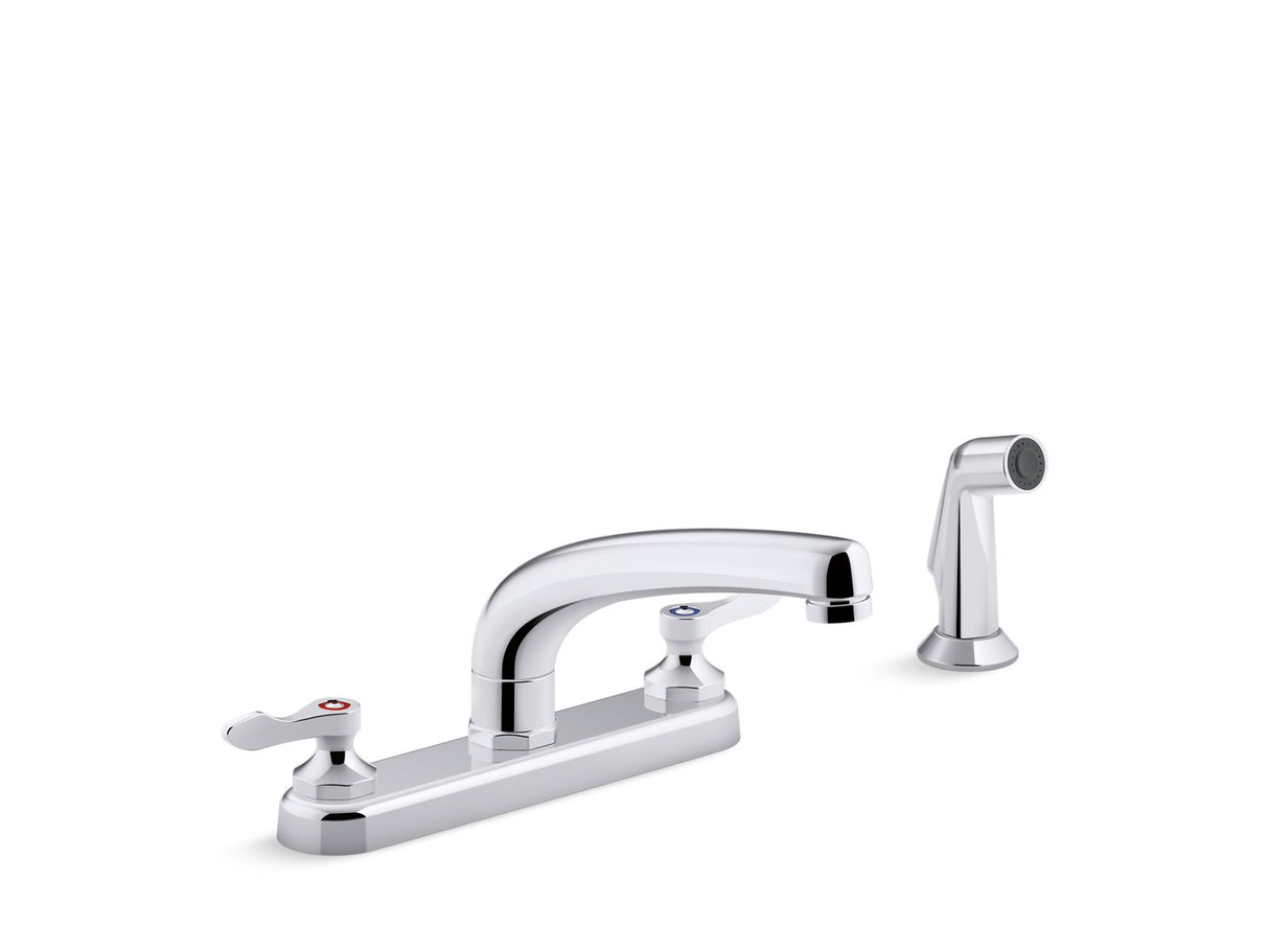 Triton® Bowe® 1.8 gpm kitchen sink faucet with 8-3/16" swing spout, matching finish sidespray, aerated flow and lever handles