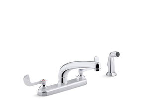 Triton® Bowe® 1.5 gpm kitchen sink faucet with 8-3/16" swing spout, matching finish sidespray, aerated flow and wristblade handles