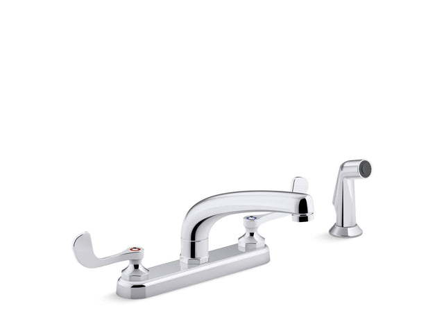 Triton® Bowe® 1.5 gpm kitchen sink faucet with 8-3/16" swing spout, matching finish sidespray, aerated flow and wristblade handles
