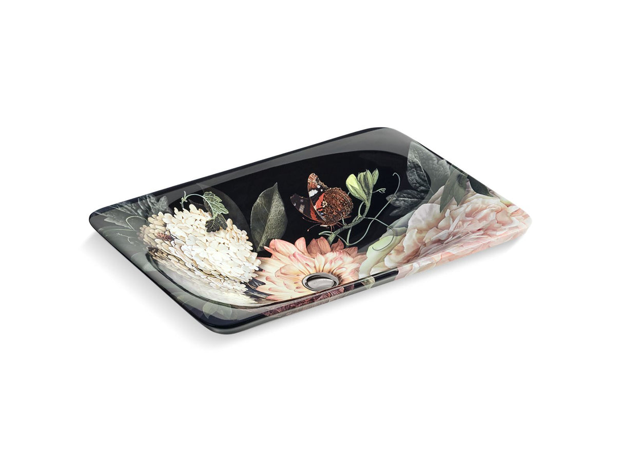 Dutchmaster Blush Floral™ Carillon® 21-1/4" rectangular drop-in bathroom sink, no overflow