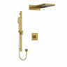 Type T/P (thermostatic/pressure balance) " coaxial 3-way system with hand shower rail and rain and cascade shower head